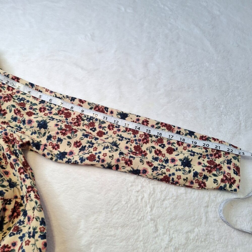 Umgee Floral Corduroy Dress Sz S Button Front Babydoll Western Boho Cowgirl - Picture 15 of 16
